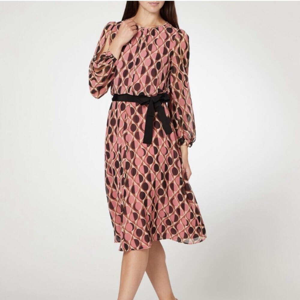 MARELLA Pink and Black Bishop Sleeve dress.